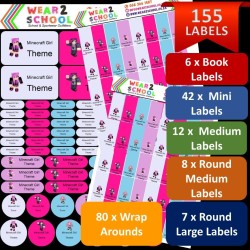 School stationery marking labels available in various themes